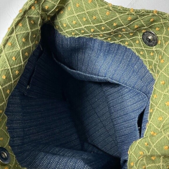 Green Canvas Boho Purse Bag Embroidered Dragonfly Wood Bead Snap Close Unbranded - Picture 6 of 9